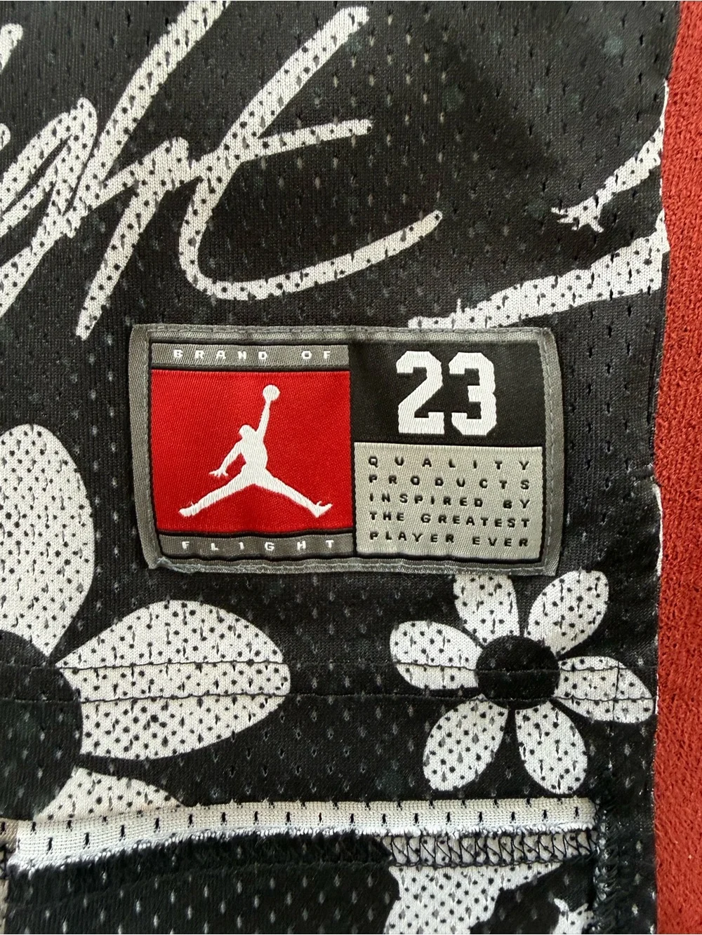 Jordan Flight Floral Mesh Jersey Youth Large 12-13 Black White #23 Basketball